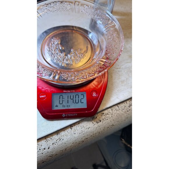 Vintage Sharon Rose Pink Depression Glass Bowl With Embossed Florals - Picture 7 of 7